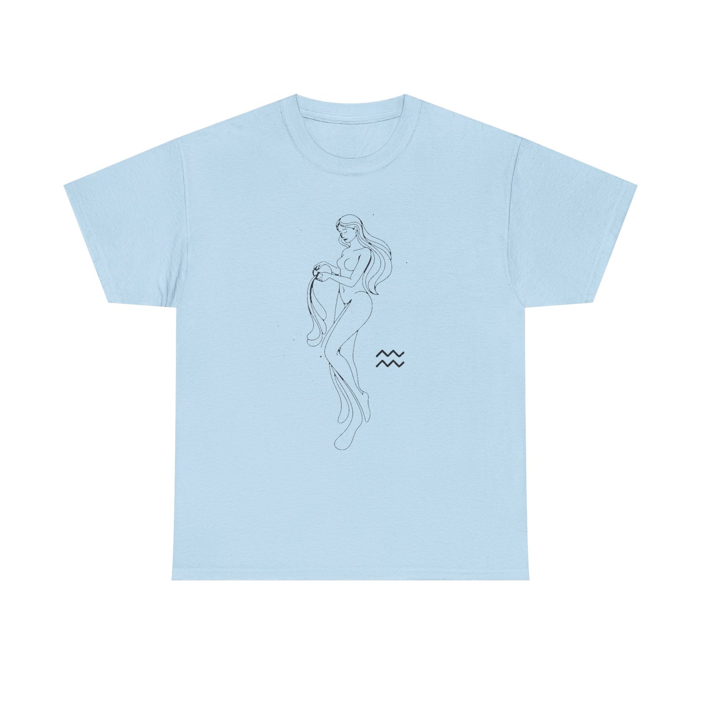 Aquarius Zodiac Sign T-Shirt, Minimalist Aquarius Astrology Tee, Celestial Line Art Aquarius Shirt, Horoscope Graphic Tee,Aquarius Gift Idea